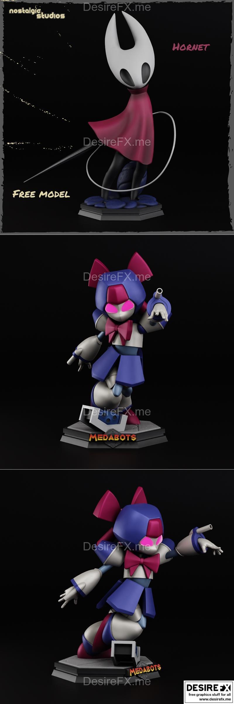 蜂鸟-空洞骑士-铜像模型3D打印版|Hornet – Hollow Knight and Brass – Medabots – 3D Print Model STL