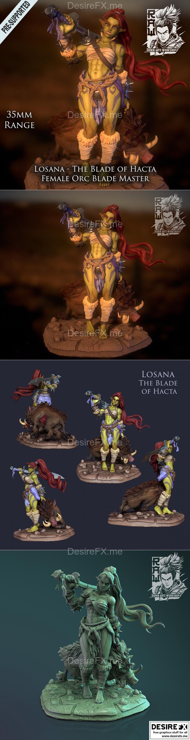 洛萨娜 - 女性兽人剑士 - 3D打印模型|Losana – Female Orc Blademaster – 3D Print Model STL