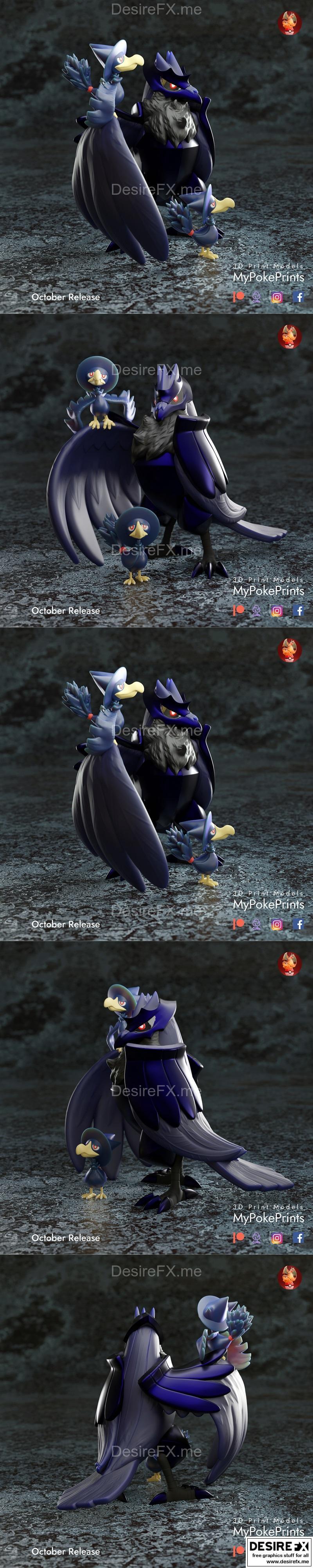 崔维克与墨鸦 3D打印模型|Corviknight and Murkrow – 3D Print Model STL