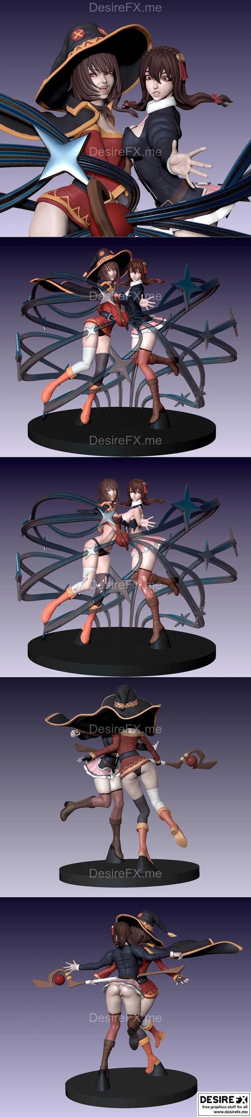 Megumin与Yunyun 3D打印模型|Megumin and Yunyun – 3D Print Model STL