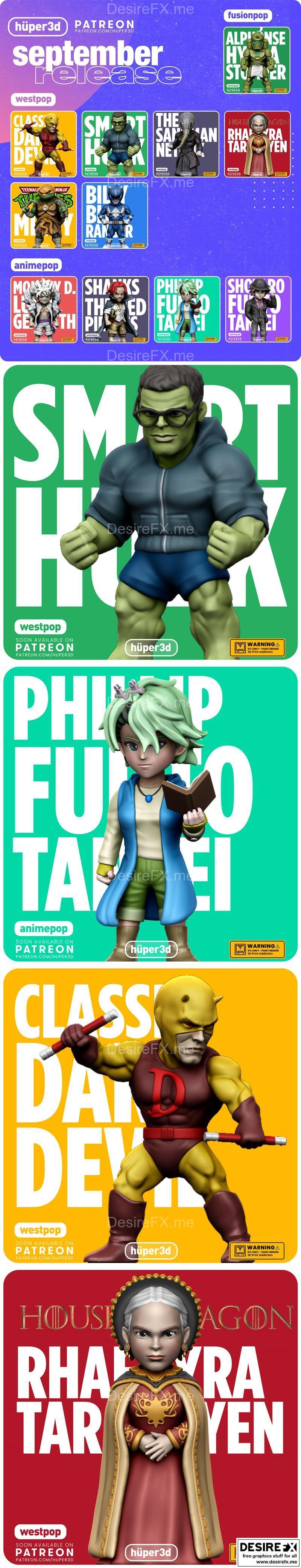 Huper3D 九月2022作品：3D打印模型STL|Huper3D September 2022 – 3D Print Model STL