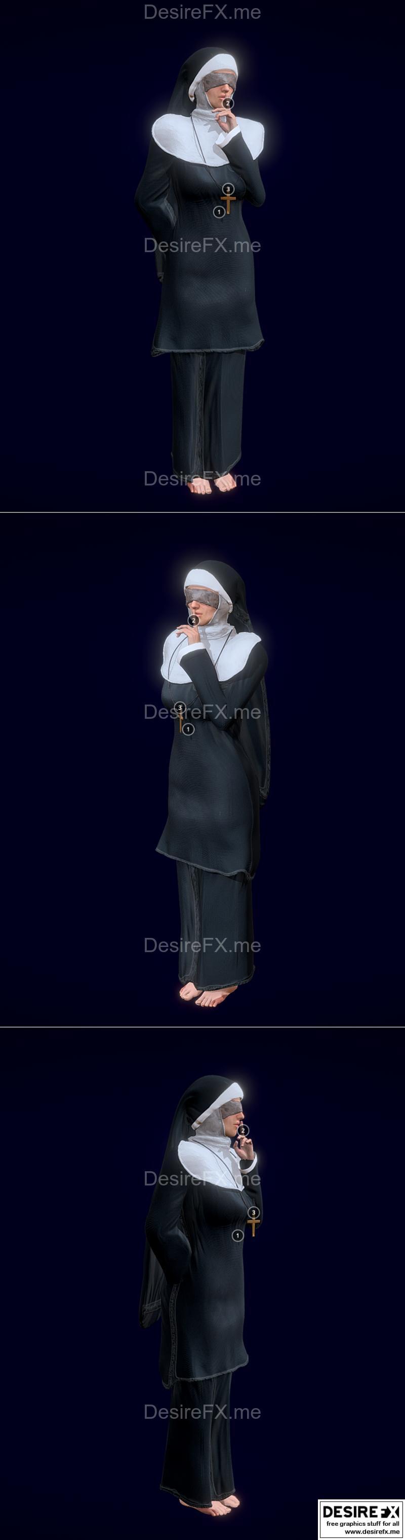 纹理感Nun 3D打印模型|Nun Posed Textured – 3D Print Model STL