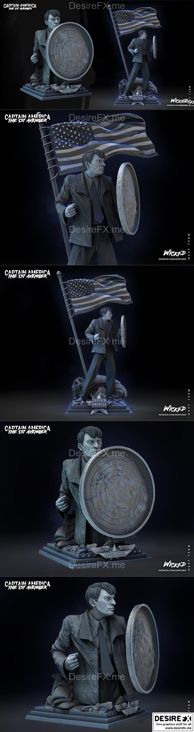 WICKED - 蒙托克版超级英雄 - 3D打印模型|WICKED – Steve Rogers Bust – 3D Print Model STL