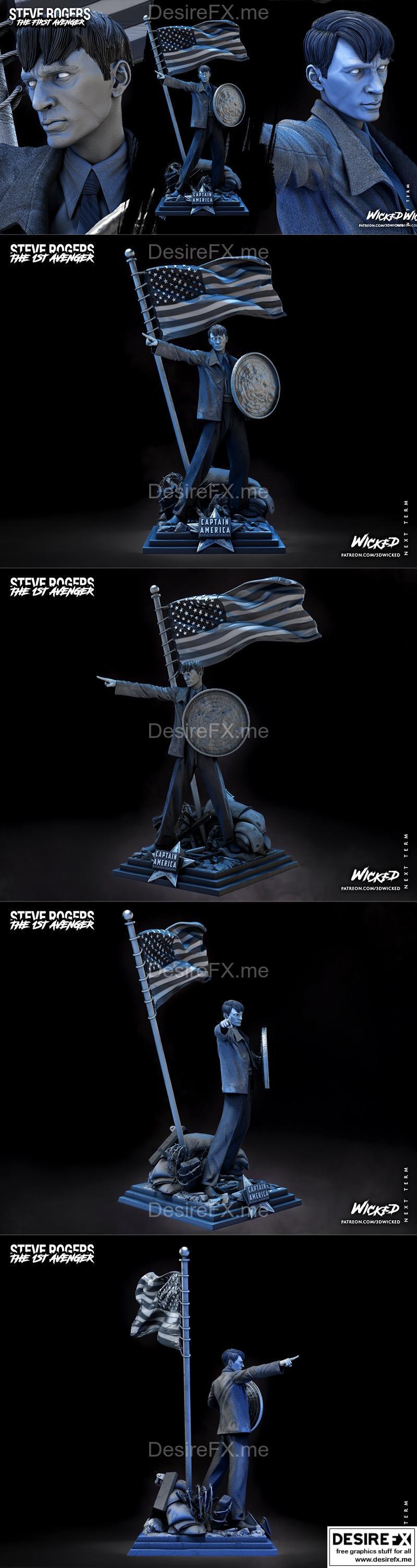 WICKED钢铁侠3D打印模型|WICKED – Steve Rogers Statue – 3D Print Model STL