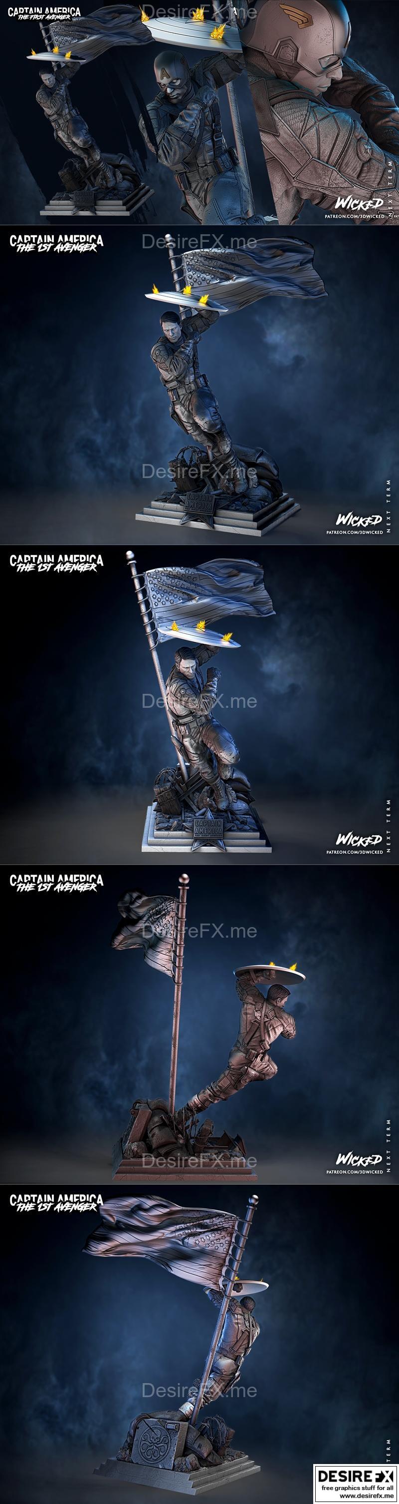 美国队长3D打印雕塑模型|WICKED – Captain America Sculpture – 3D Print Model STL