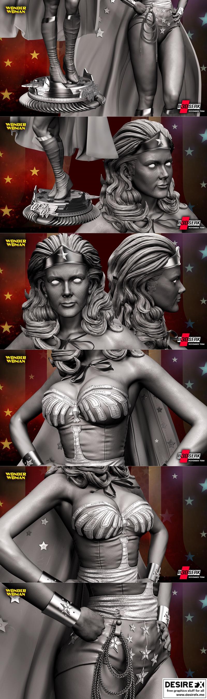 B3DSERK - 女超人雕像 - 3D打印模型|B3DSERK – Linda Carter Wonder Woman Statue – 3D Print Model STL