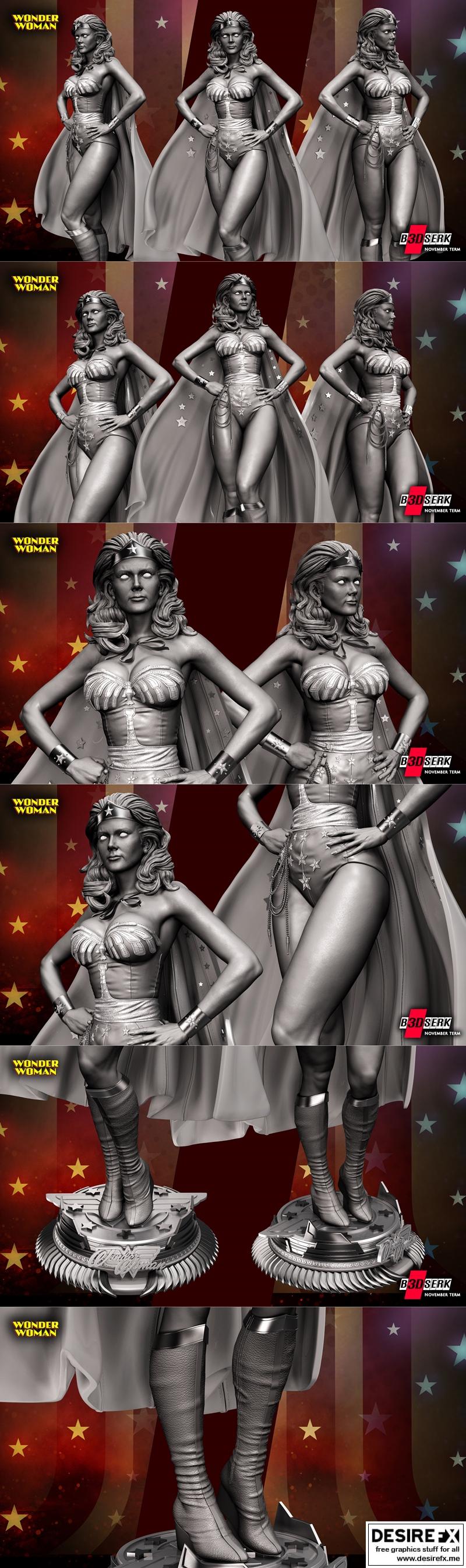 B3DSERK - 女超人雕像 - 3D打印模型|B3DSERK – Linda Carter Wonder Woman Statue – 3D Print Model STL