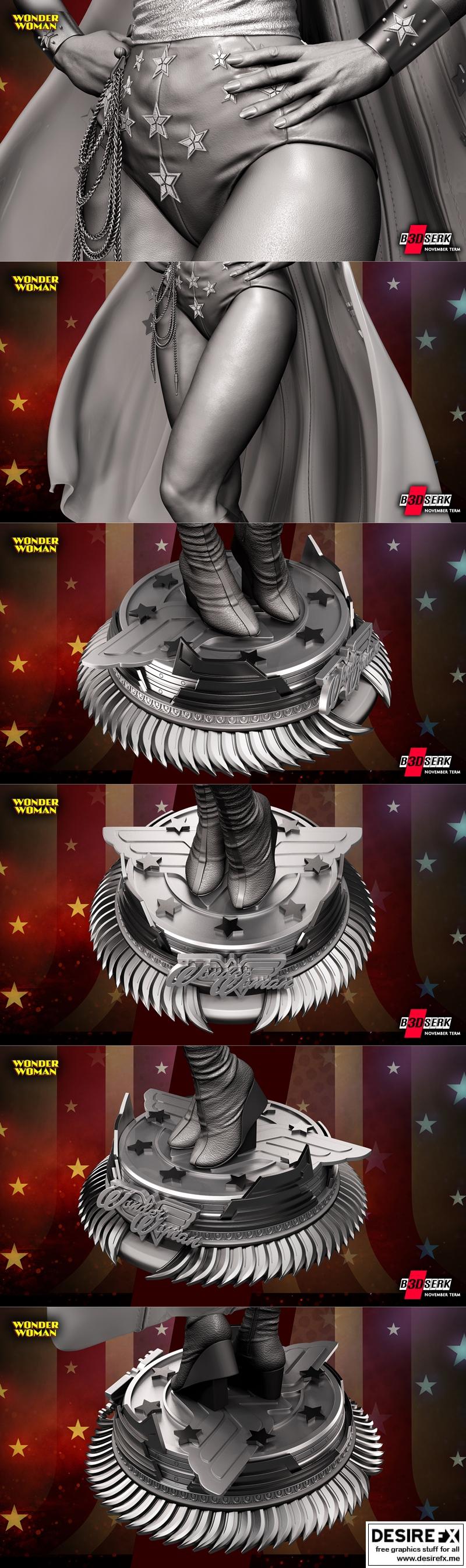 B3DSERK - 女超人雕像 - 3D打印模型|B3DSERK – Linda Carter Wonder Woman Statue – 3D Print Model STL