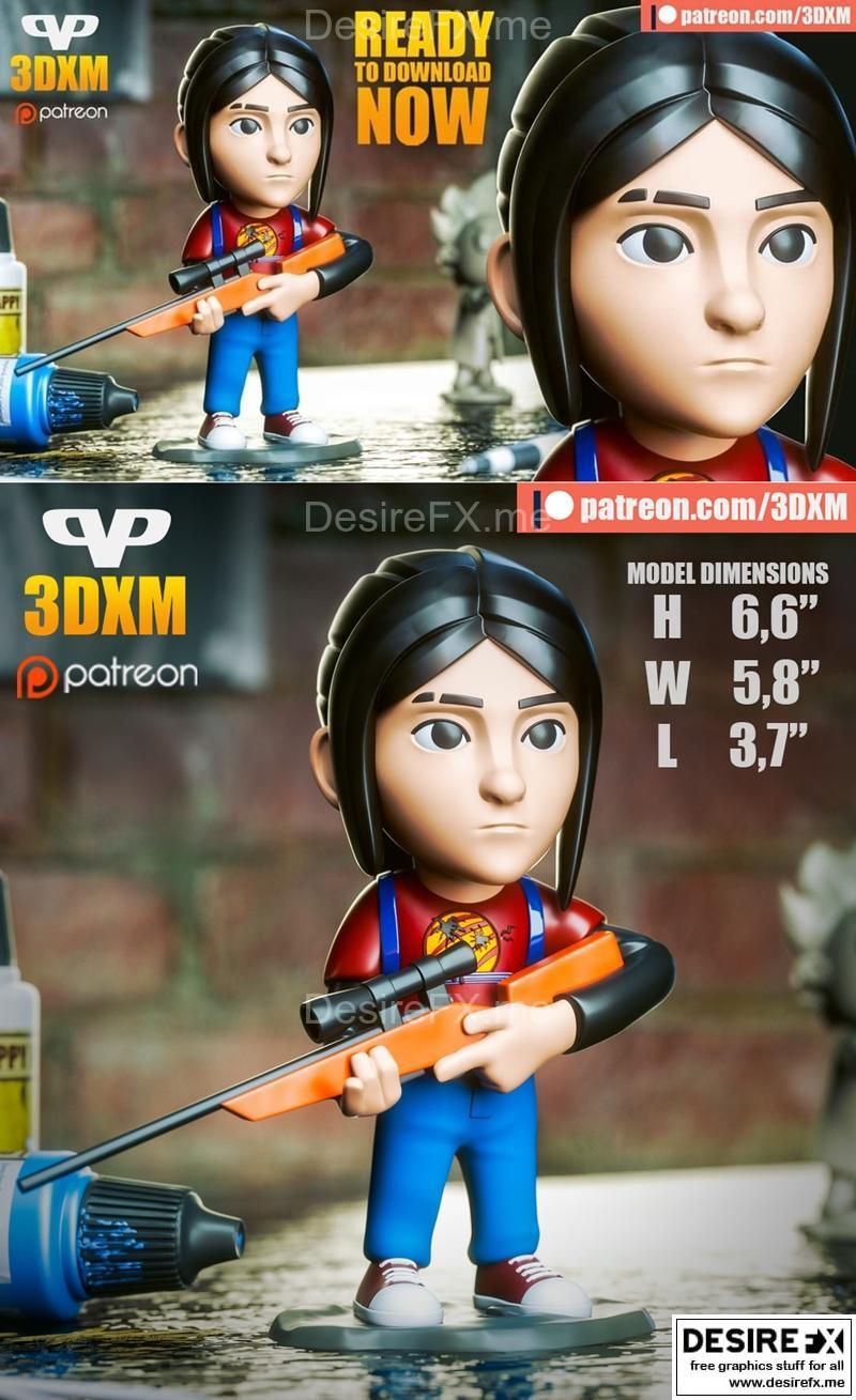 3DXM Ellie Chibi 3D打印模型|3DXM – Ellie Chibi – 3D Print Model STL