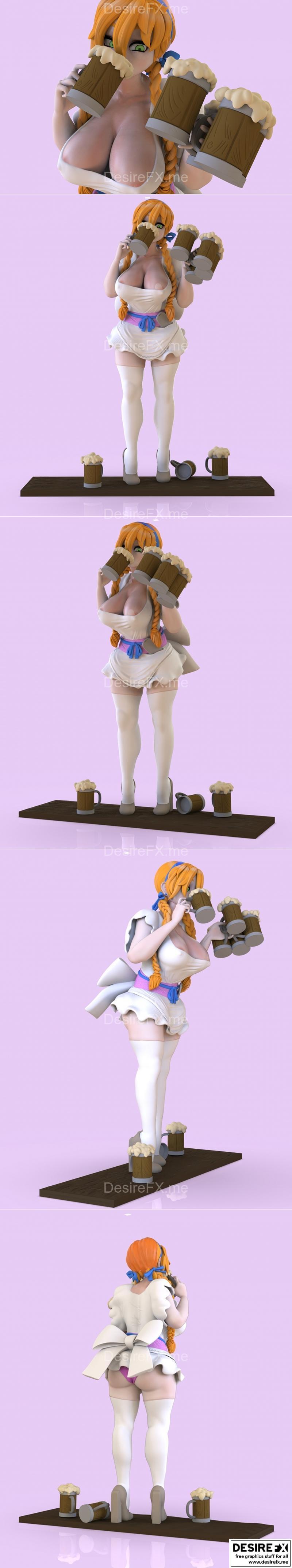 巴哈姆特女仆在工作中——3D打印模型|Bahab Balam Waifu at Work – 3D Print Model STL