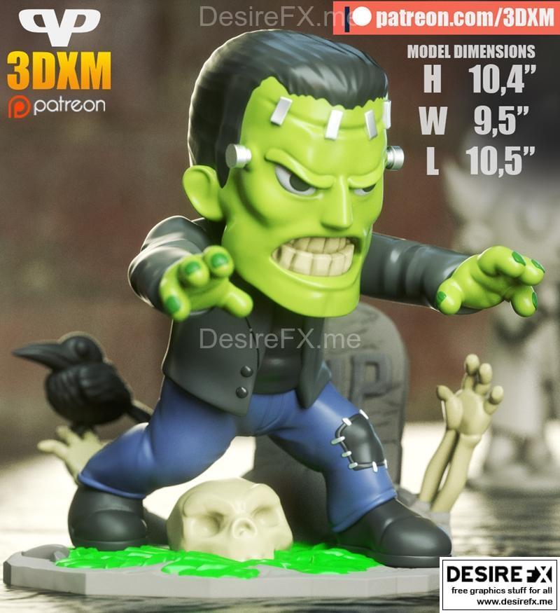 3DXM - 机械怪物小怪兽 3D打印模型|3DXM – Frankenstein Chibi – 3D Print Model STL
