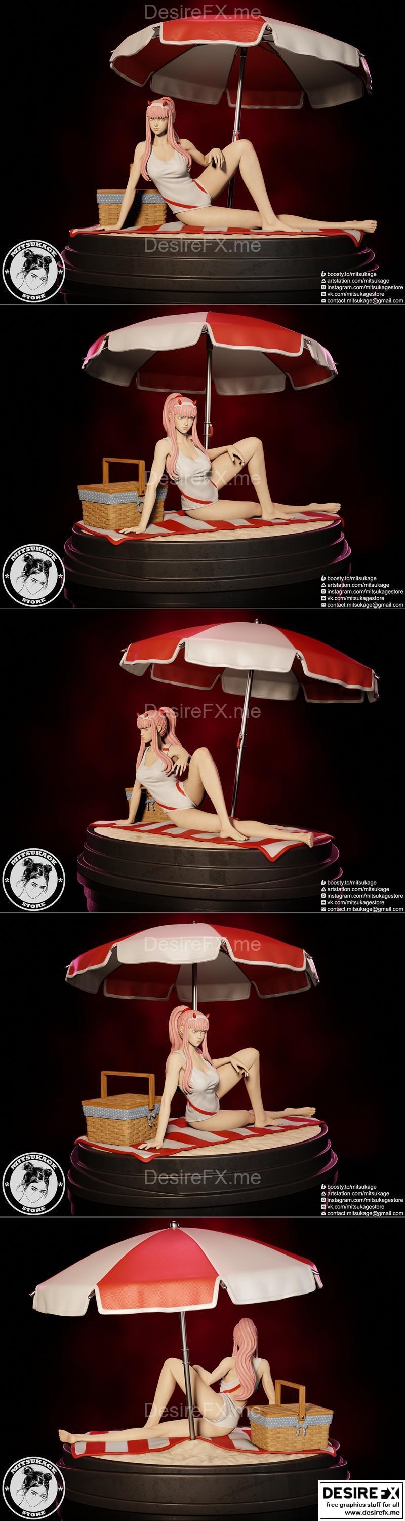 零号二海滩3D打印模型|Zero Two on beach – 3D Print Model STL