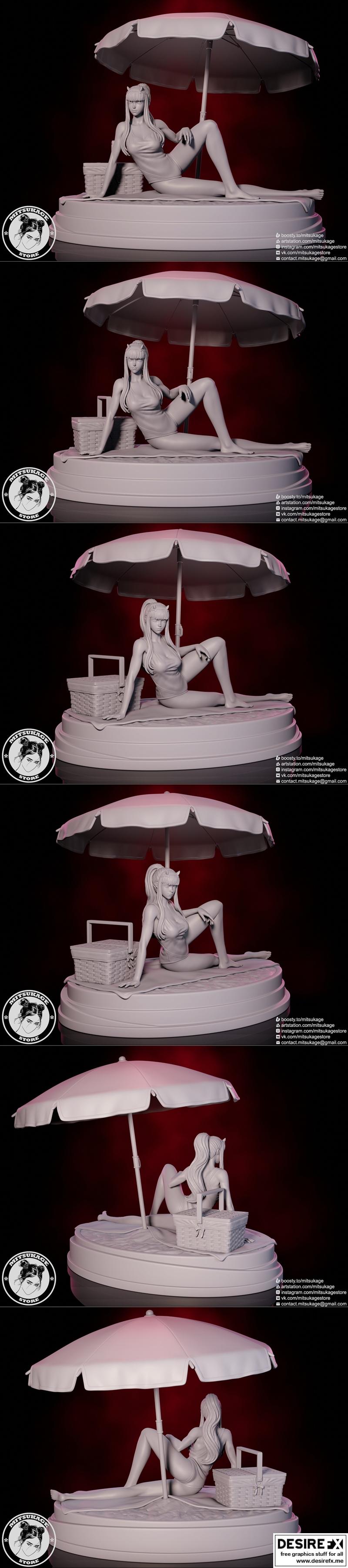 零号二海滩3D打印模型|Zero Two on beach – 3D Print Model STL