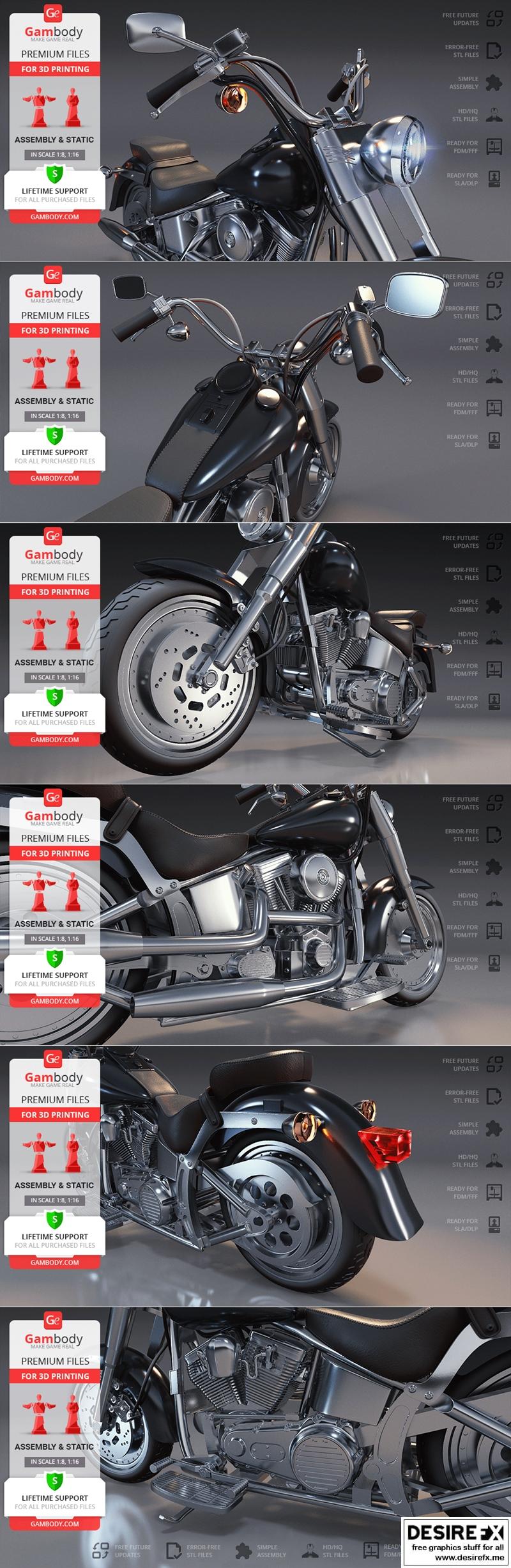 哈雷戴维森Fat Boy 3D打印模型|Gambody – Harley-Davidson Fat Boy – 3D Print Model STL