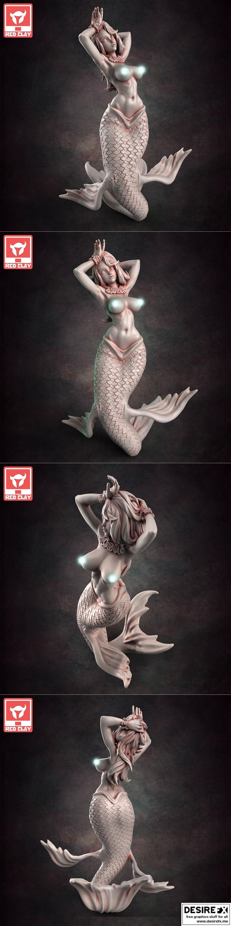 性感海妖pinup 3D打印模型|Sexy Mermaid Pinup – 3D Print Model STL