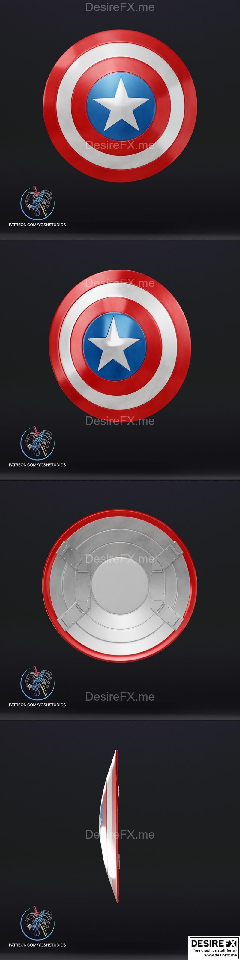 Yosh Studios - 经典美国队长盾牌 - 3D打印模型|Yosh Studios – Classic Captain America Shield – 3D Print Model STL