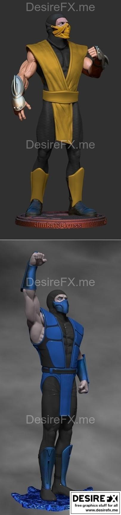 亡灵战士与亚素塔——Mortal Kombat 3D打印模型|Scorpion and Sub-Zero – Mortal Kombat – 3D Print Model STL