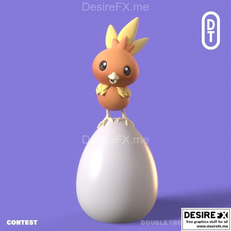 复活节彩蛋中的火炬奇——3D打印模型|Torchic on Easter Egg – 3D Print Model STL