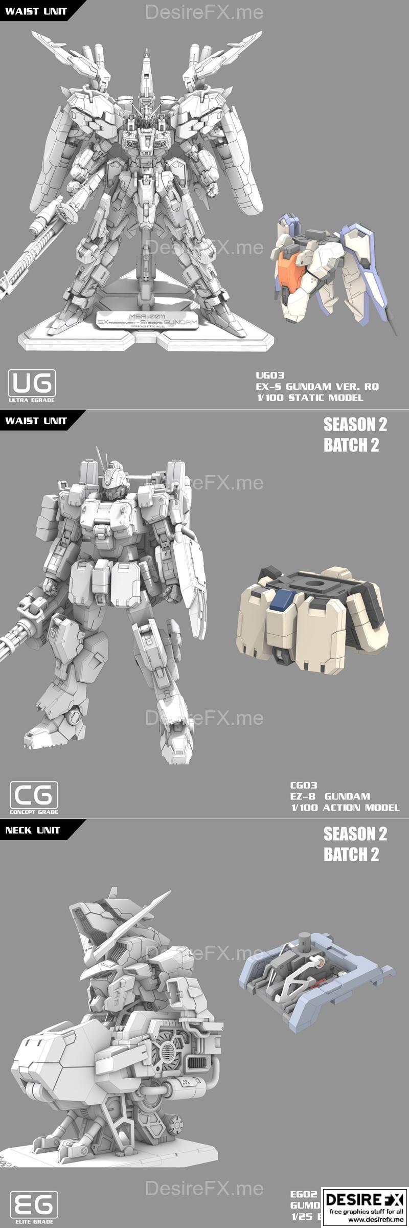 UG03 EXS批次2 与 CG03 EZ8批次2 及 EG02 GP02体型批次1-3D打印模型STL|UG03 EXS Batch 2 and CG03 EZ8 Batch 2 and EG02 GP02 Bust Batch 1 – 3D Print Model STL