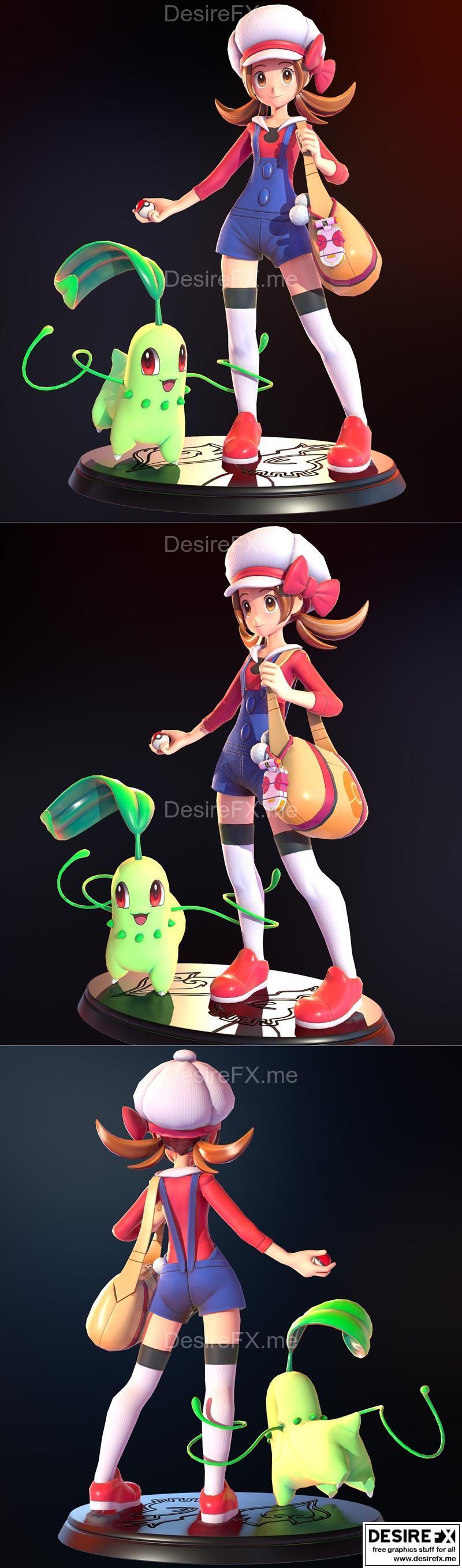 Kotone与奇奇塔 3D打印模型|Kotone and Chikorita – 3D Print Model STL