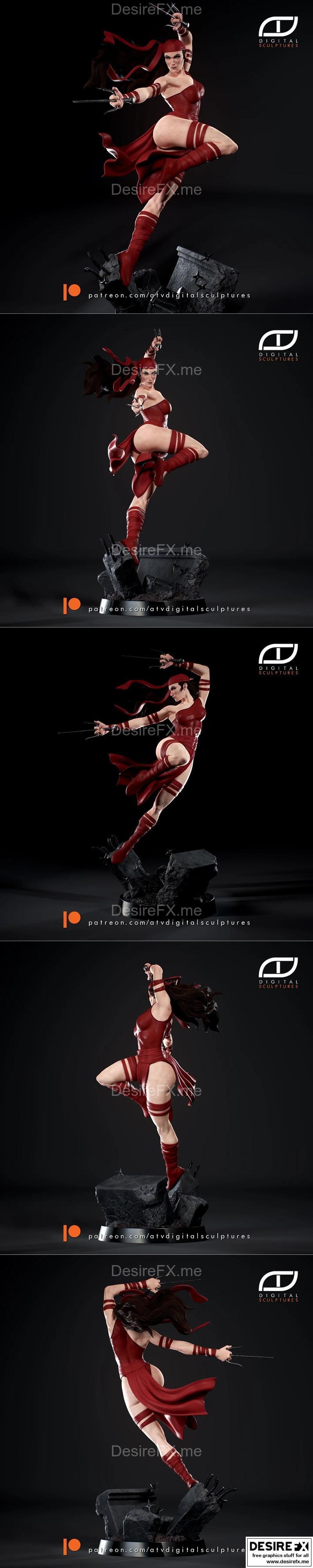 Elektra - 3D打印动作人形模型|Elektra – ATV Digital Sculptures – 3D Print Model STL