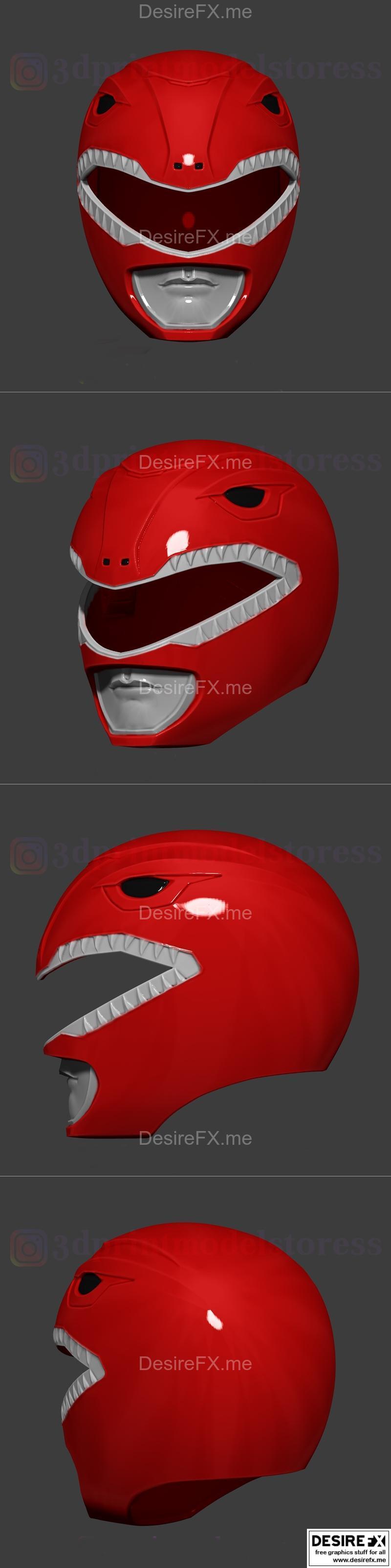 Power石器红头盔 3D打印模型|Power Rangers MMPR Red helmet – 3D Print Model STL