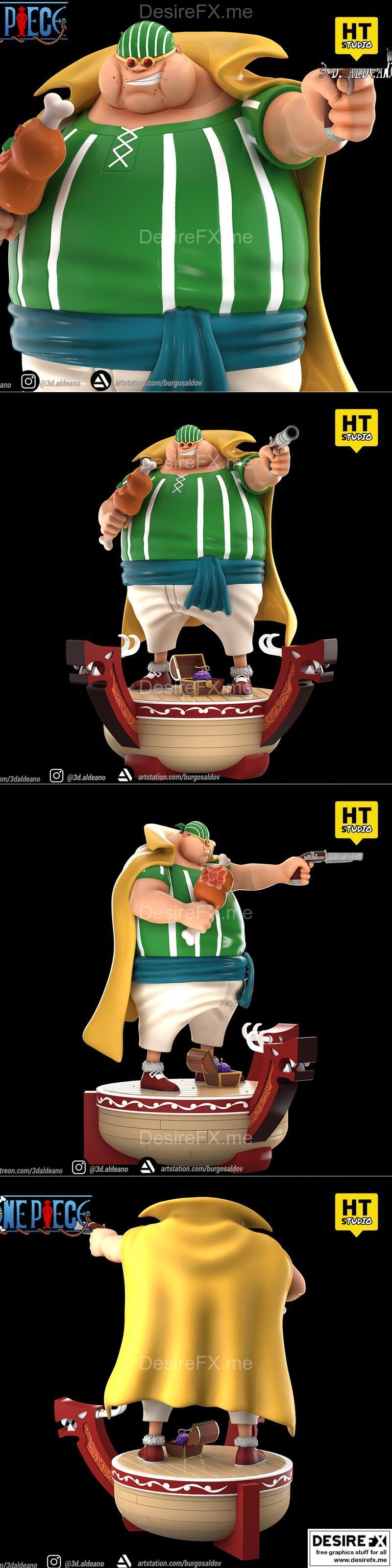《海贼王3D打印模型：红发海盗》|Lucky Roo Red Hair Pirates One Piece – 3D Print Model STL