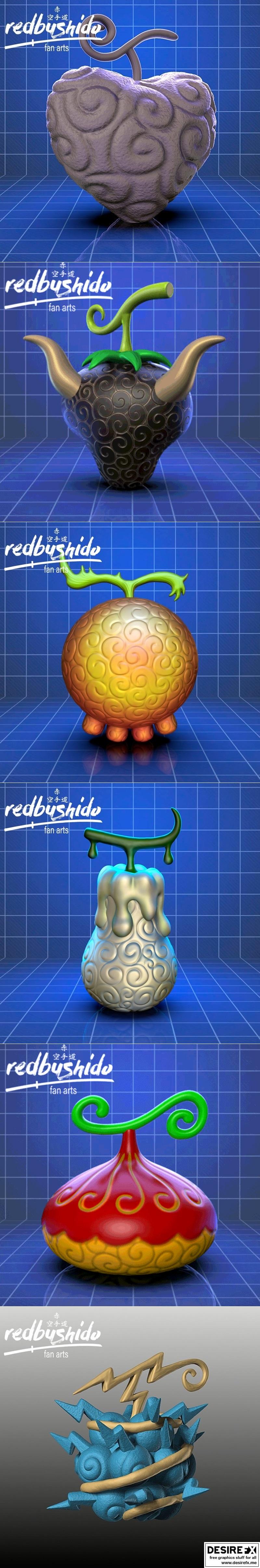 红发歌剧社 - 阿克姆之米 - 3D打印模型|Redbushido – Akuma No Mi Pack – 3D Print Model STL