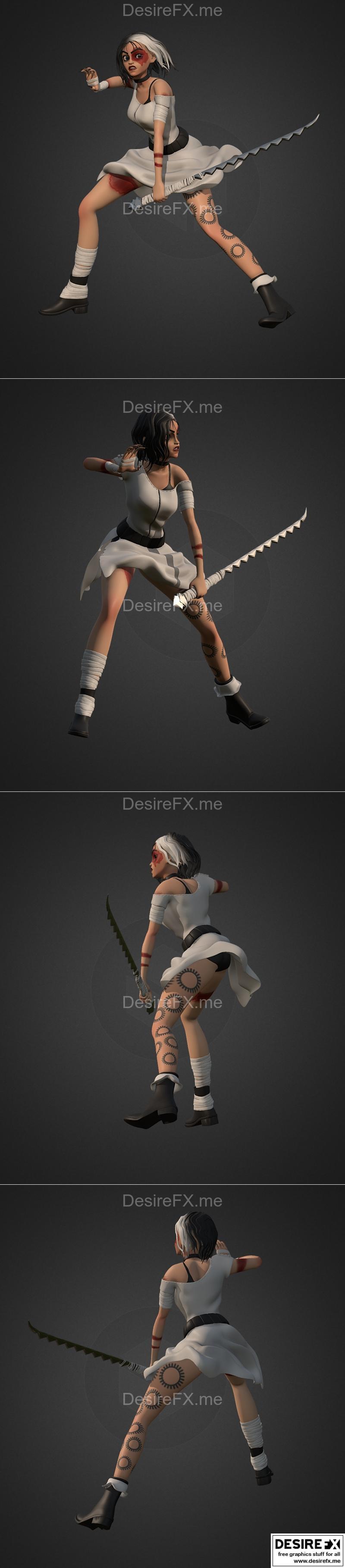 战士女性角色3D打印模型|Warrior woman Figure – 3D Print Model STL