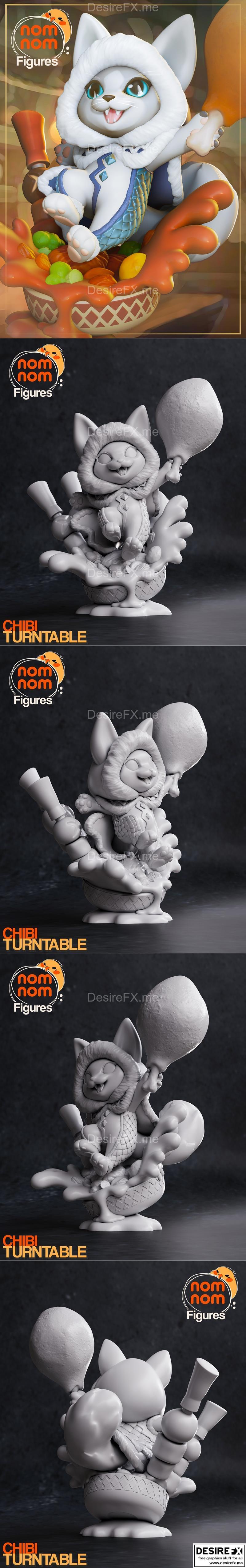 小妖精帕尔西奇 3D打印模型|Nomnom Figures – Chibi Palico – Monster Hunter – 3D Print Model STL