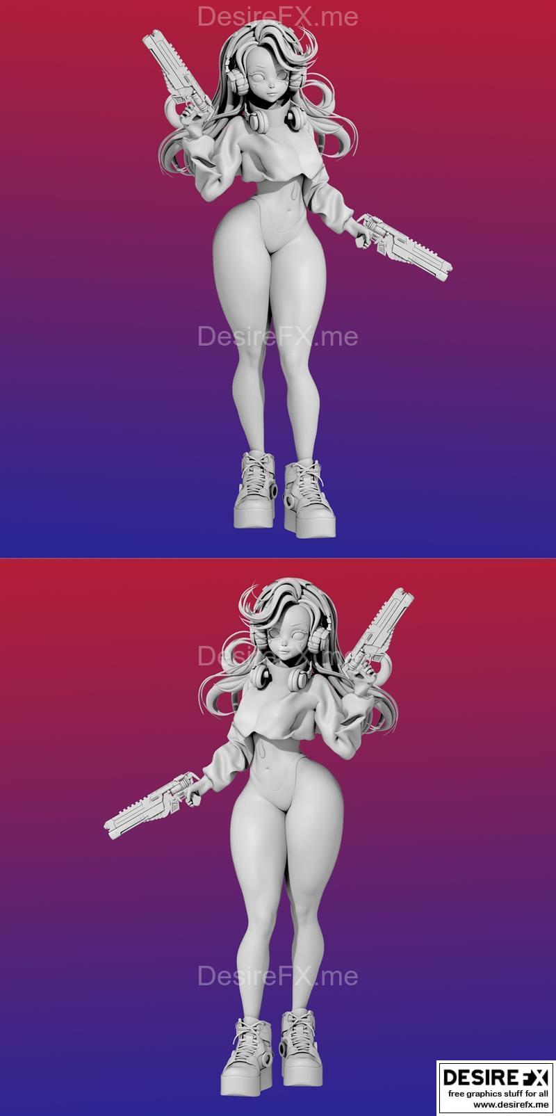 赛博朋克少女 - 3D打印模型|Cyberpunk Girl – 3D Print Model STL