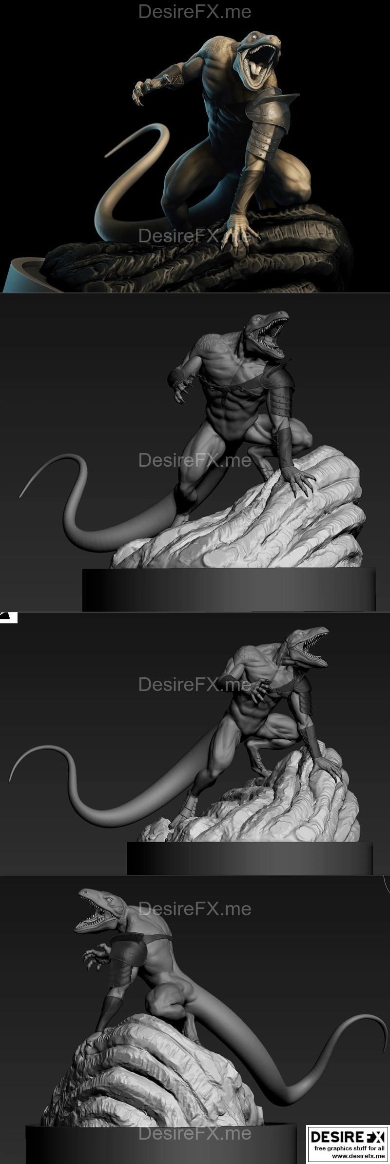 爬行战士 3D打印模型|Lizard Warrior – 3D Print Model STL