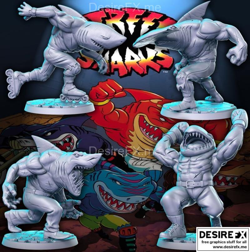 街头鲨侠 80年代经典角色 3D打印模型|Street Sharks Wonderful 80’s – 3D Print Model STL