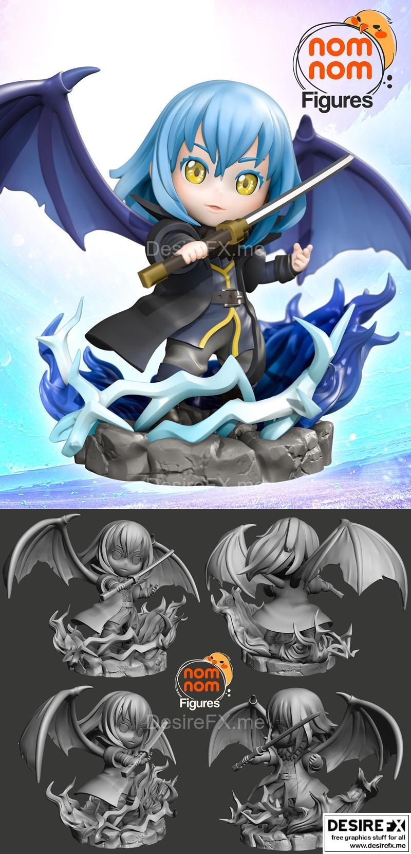 《那一次我转生为 slime — 林穆 3D打印模型》|Nomnom Figures – That Time I Got Reincarnated as a Slime – Rimuru – 3D Print Model STL