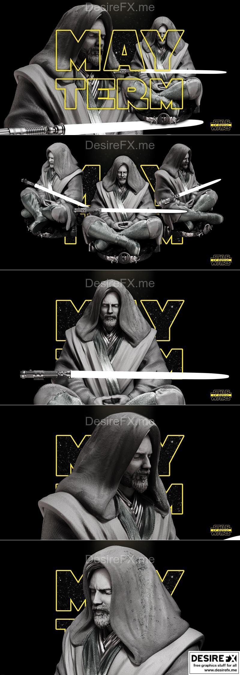 星球大战  Obi-Wan 雕塑 3D打印模型|Star Wars – Obi Wan Bust – 3D Print Model STL