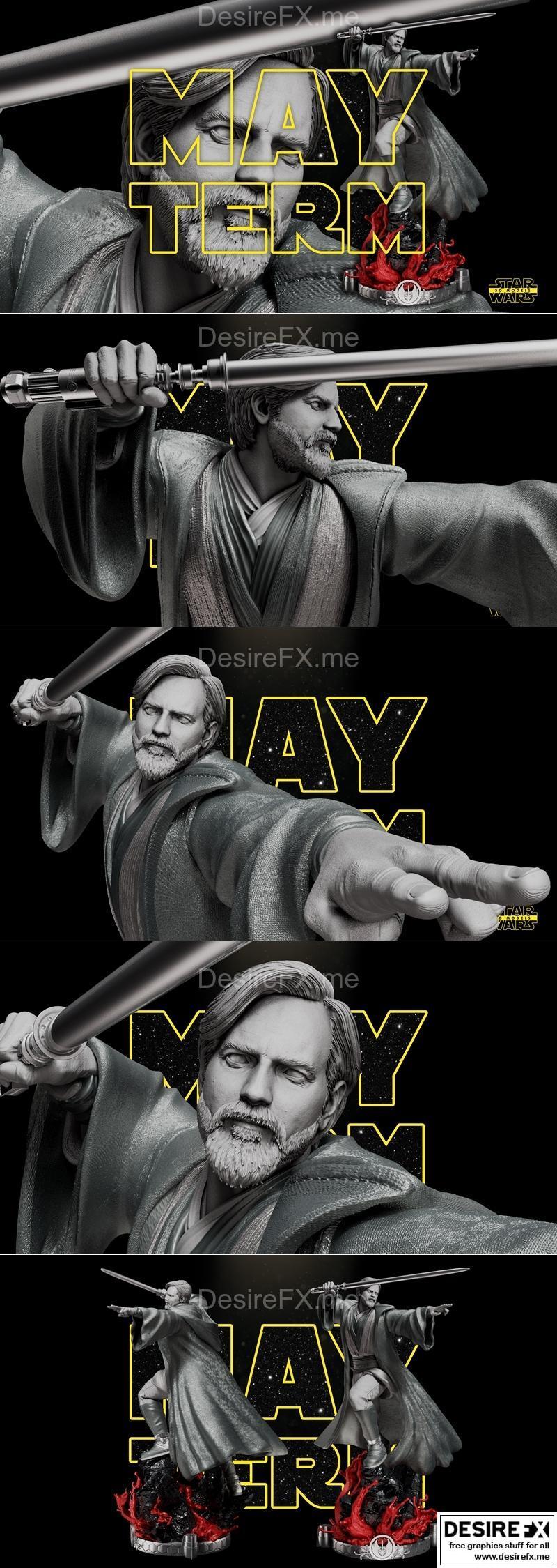 星球大战  Obi-Wan 雕塑 3D打印模型|Star Wars – Obi Wan Sculpture – 3D Print Model STL