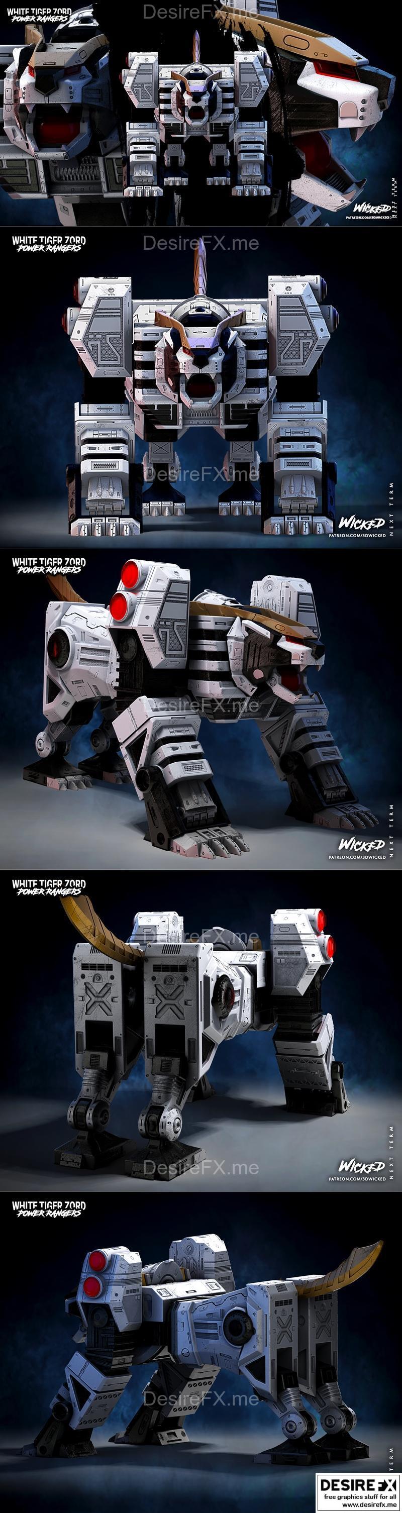 WICKED白虎战魂 3D打印模型|WICKED – White Tigerzord – 3D Print Model STL