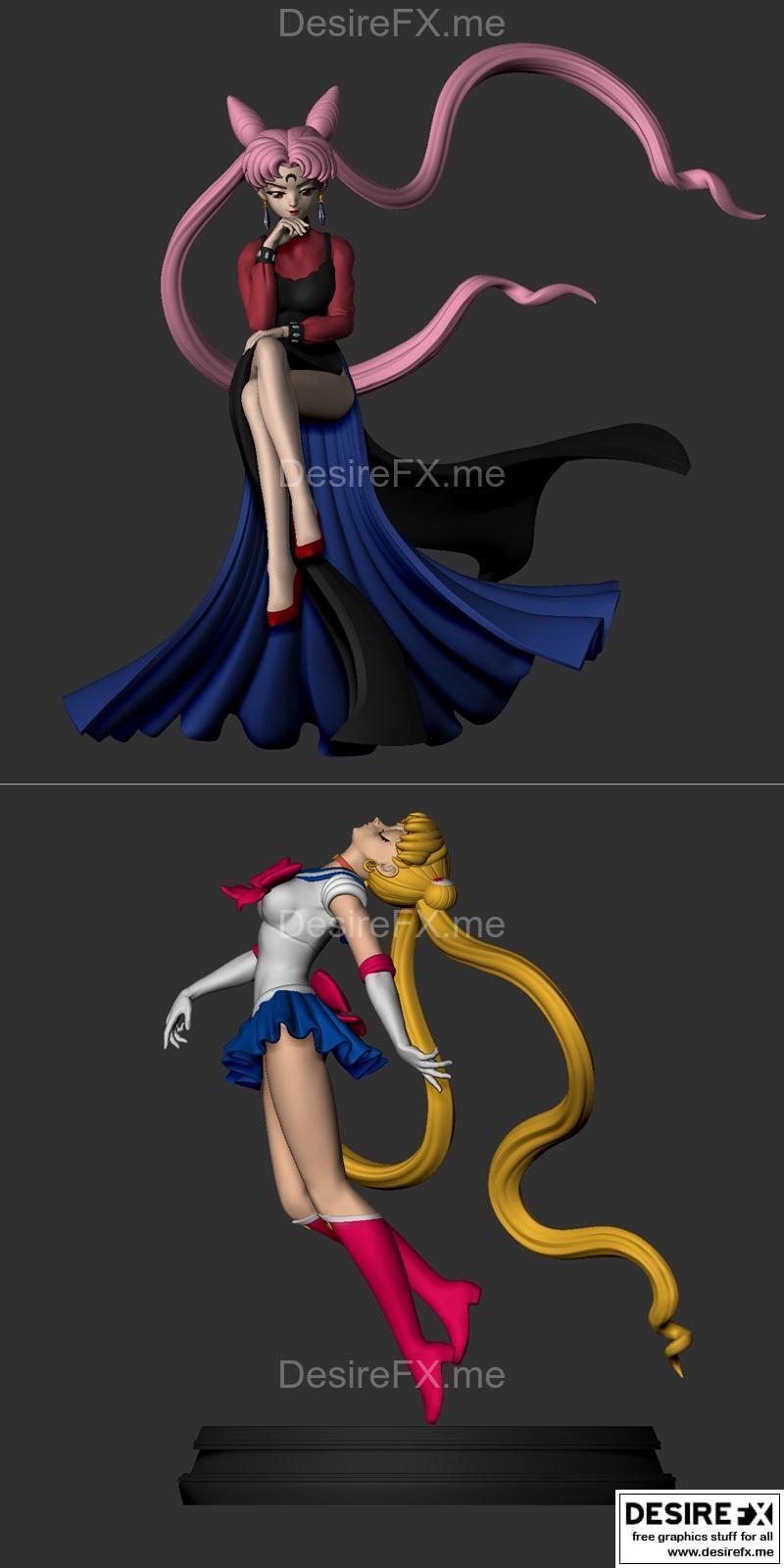 黑执事与美少女战士 3D打印模型|Black Lady and Sailor Moon – 3D Print Model STL