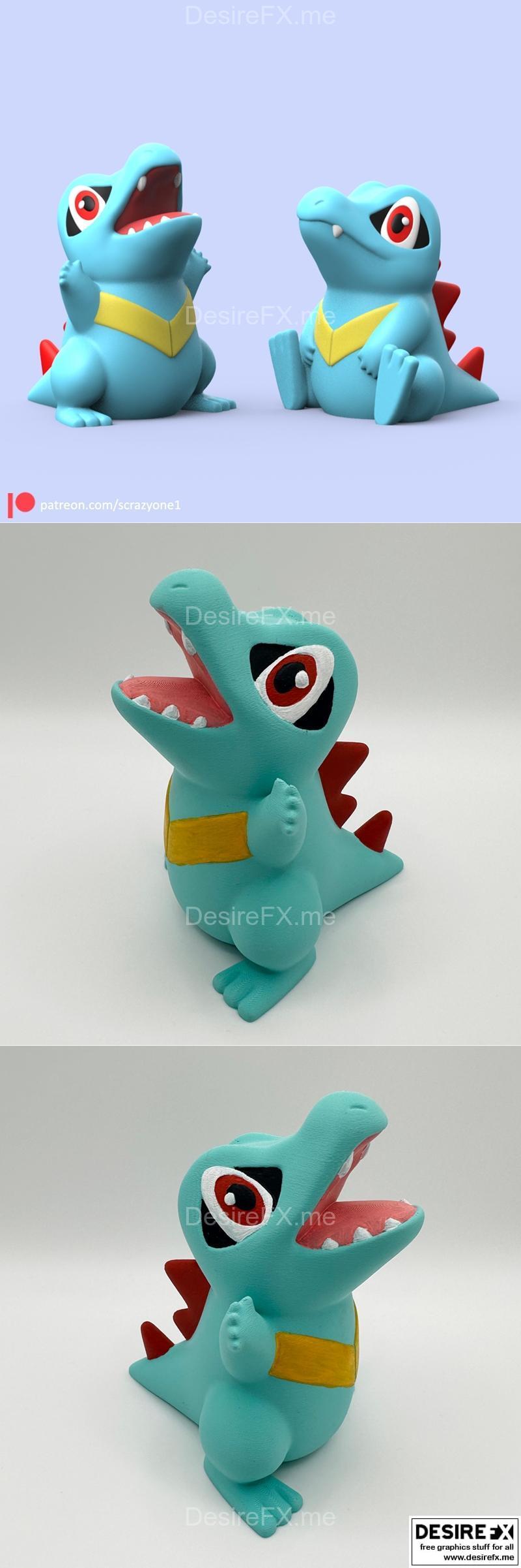 宝可梦Totodile 3D打印模型|Totodile – 3D Print Model STL