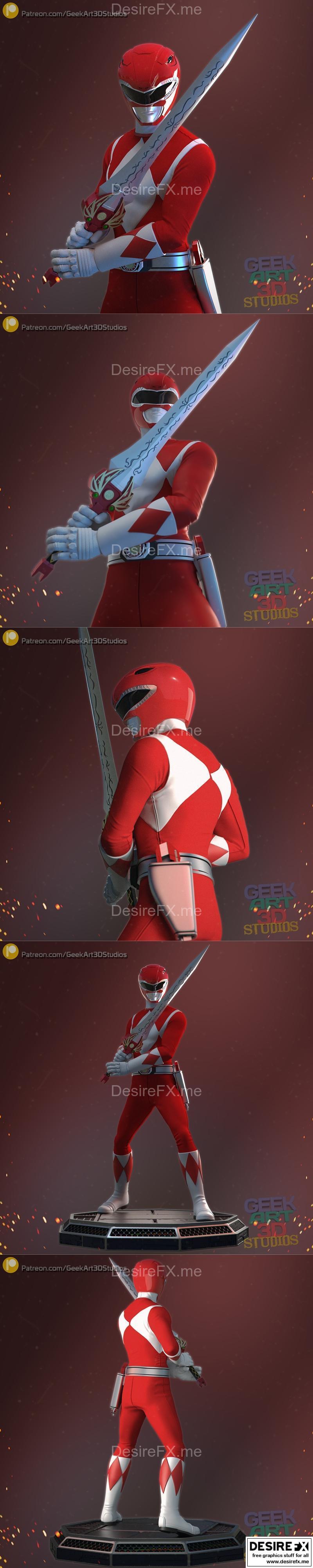 Geek Art Studios 3D打印模型：Power Range红款角色造型|Geek Art Studios – Power Range Red – 3D Print Model STL