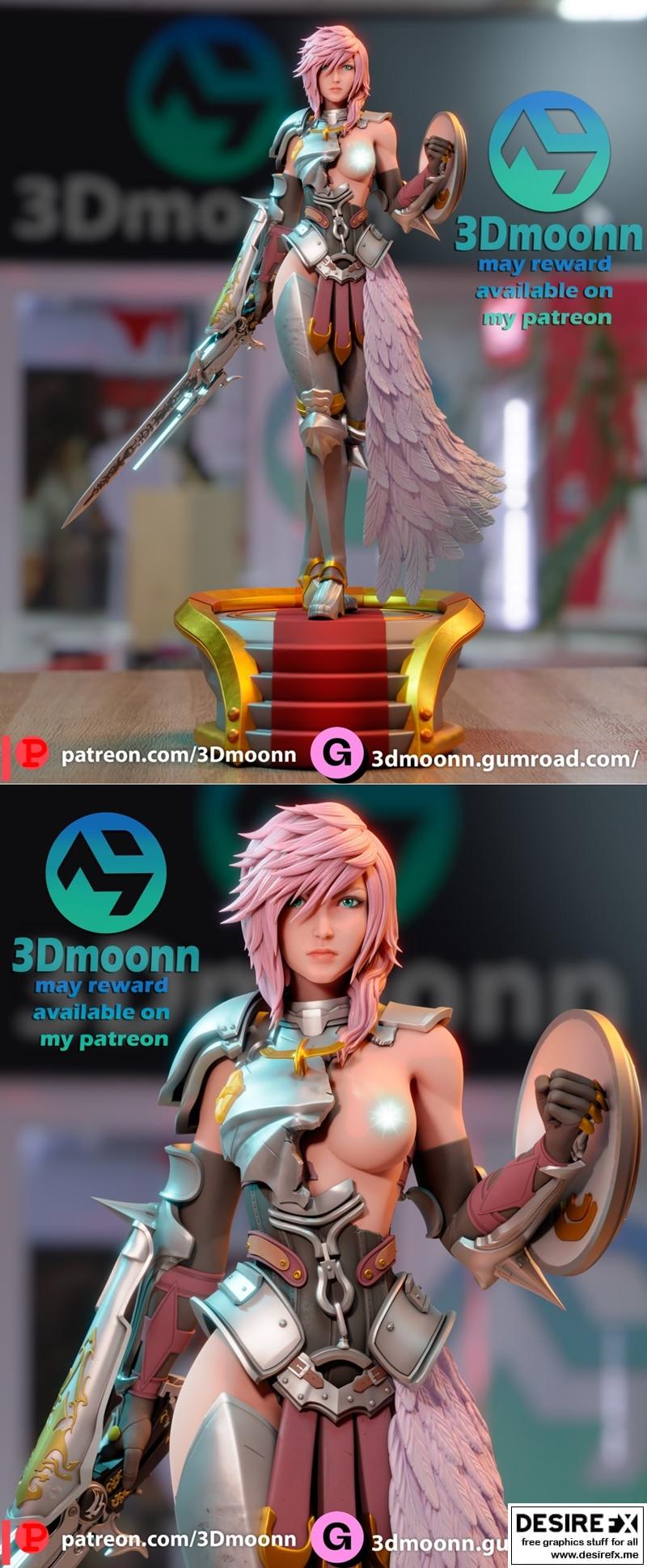 闪电 -最终幻想- 3D打印模型|Lightning – Final Fantasy – 3Dmoonn – 3D Print Model STL