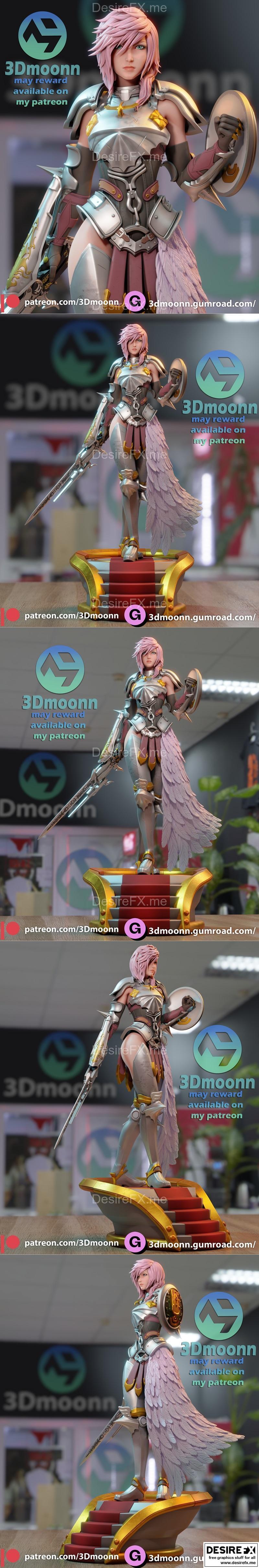 闪电 -最终幻想- 3D打印模型|Lightning – Final Fantasy – 3Dmoonn – 3D Print Model STL