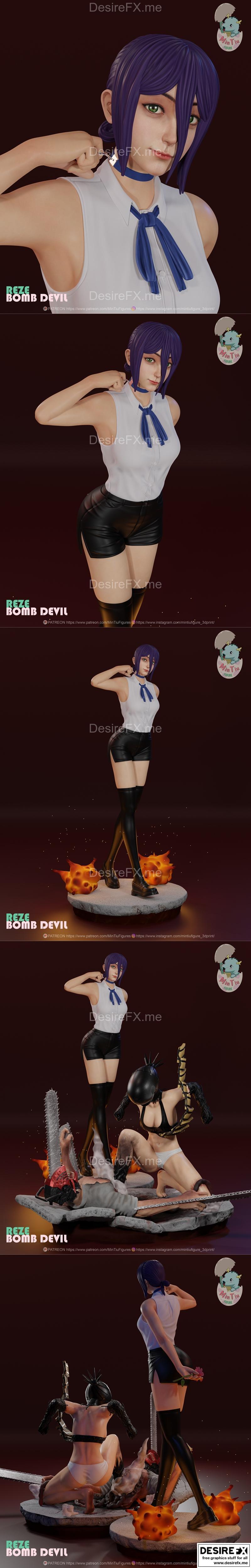 Reze（chainsawman）- 3D打印模型|Reze (Chainsawman) – MinTiu – 3D Print Model STL