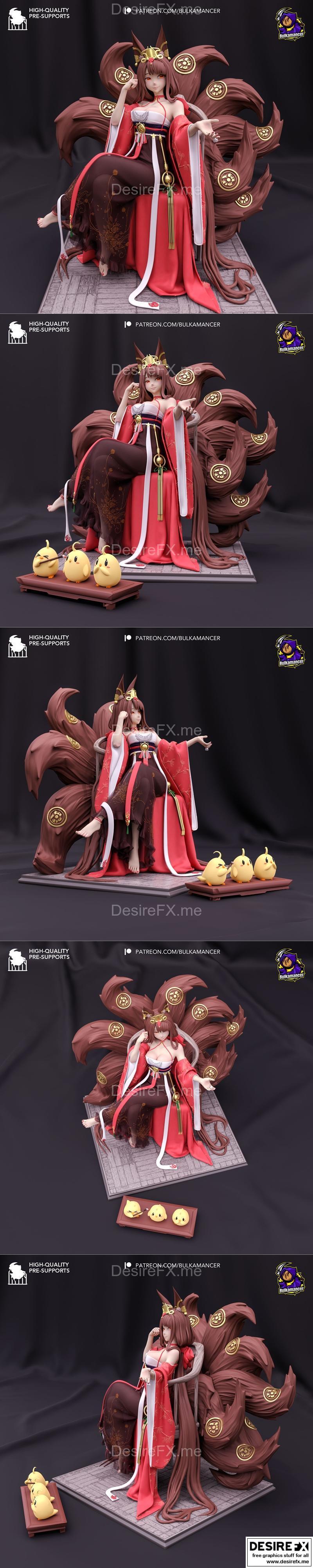 沉思的狐 — 3D打印模型|Pensive Kitsune – 3D Print Model STL
