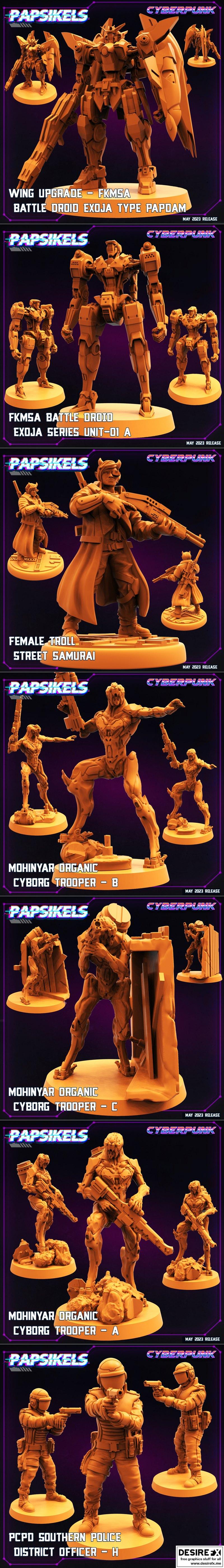 Papsikels迷你模型——赛博朋克2023款3D打印雕塑|Papsikels Miniatures – Cyberpunk May 2023 – 3D Print Model STL