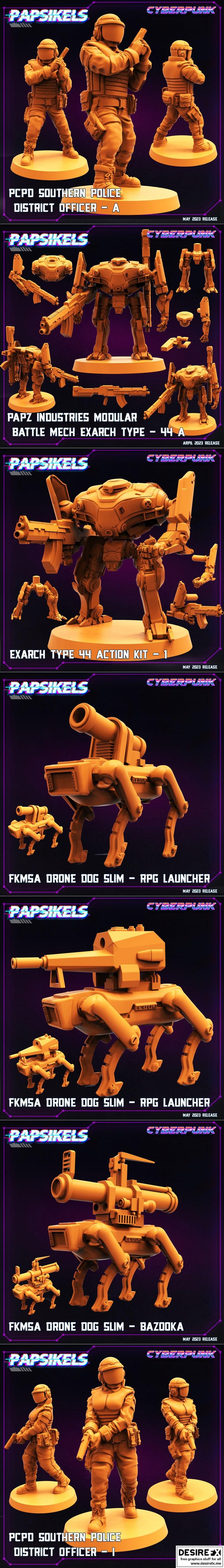 Papsikels迷你模型——赛博朋克2023款3D打印雕塑|Papsikels Miniatures – Cyberpunk May 2023 – 3D Print Model STL