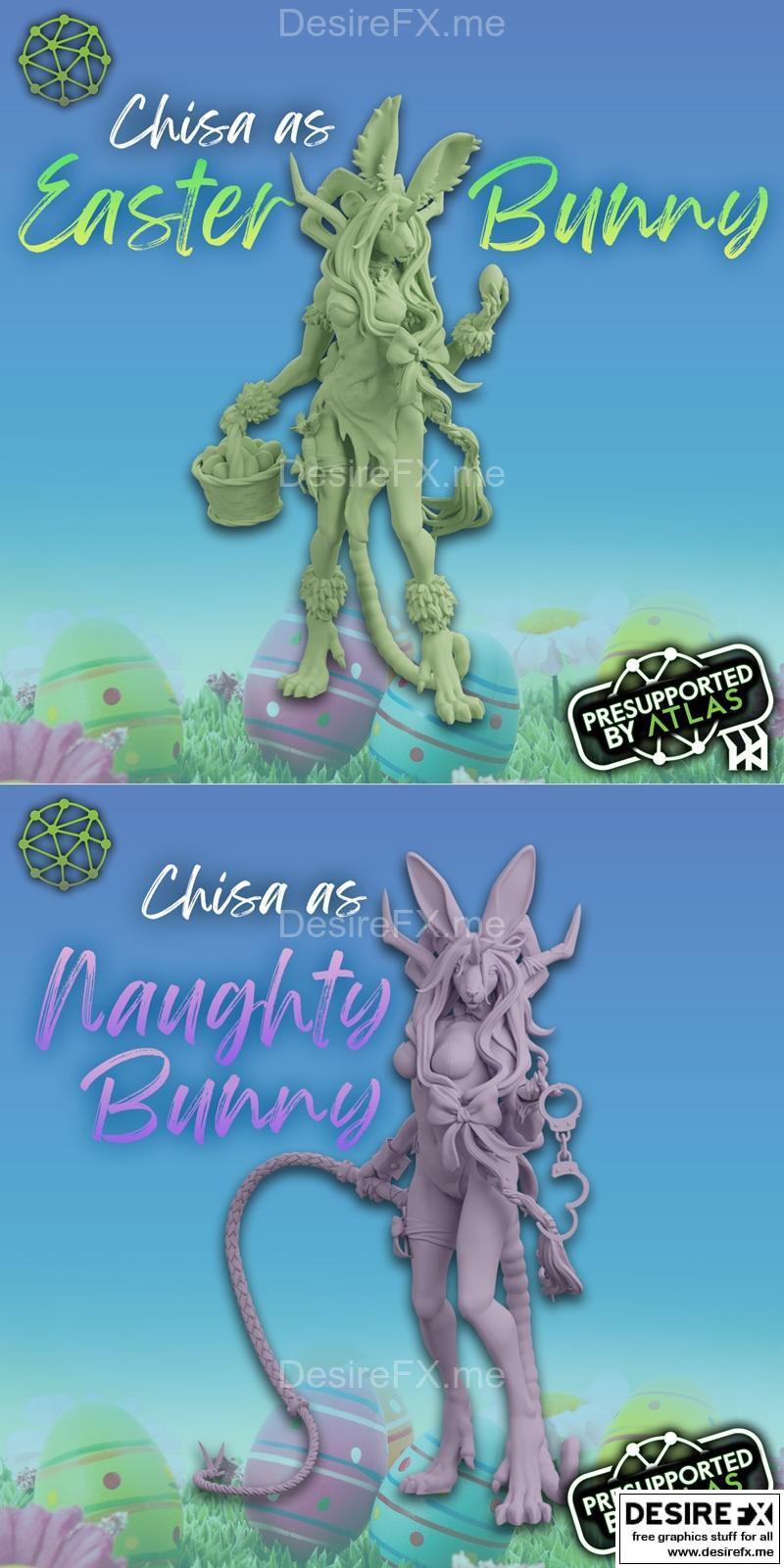 奇莎· Fateweaver - 奇幻复活节版 - 3D打印模型|Chisa Fateweaver – Easter and Naughty Bunny Version – 3D Print Model STL