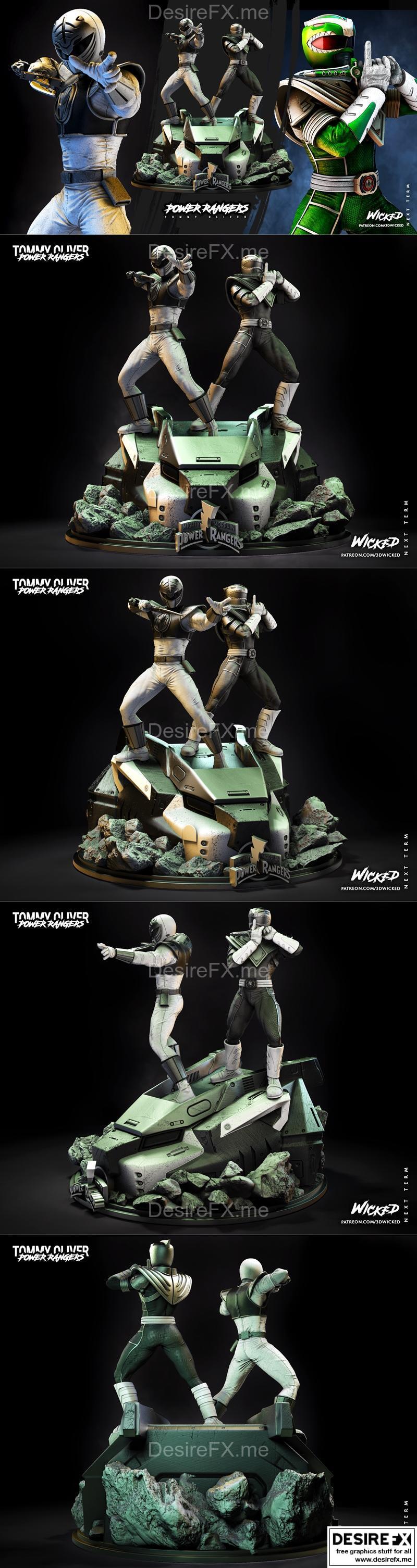 WICKED——绿衣与白衣 Power 光速战士 3D打印模型|WICKED – Power Ranger Green and Power Ranger White Diorama – 3D Print Model STL