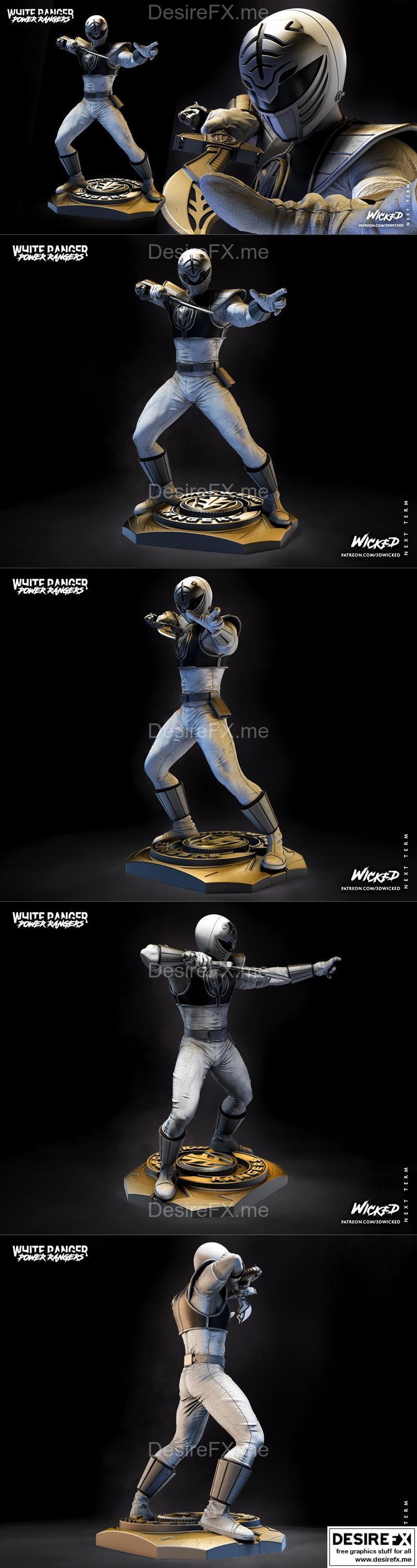 WICKED电影白魔幻战士3D打印模型|WICKED – Movies Power Ranger White Sculpture – 3D Print Model STL