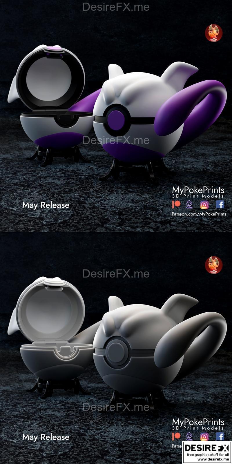 宝可梦Mewtwo 3D打印模型|Mewtwo Pokeball – 3D Print Model STL